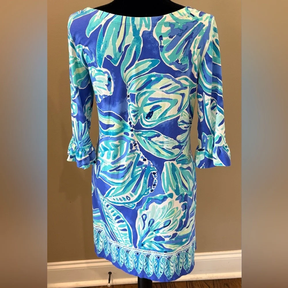 Women’s LILLY PULITZER UPF 50+ Sophie Ruffle sleeve Dress- Beckon blue. Size L - Picture 4 of 7